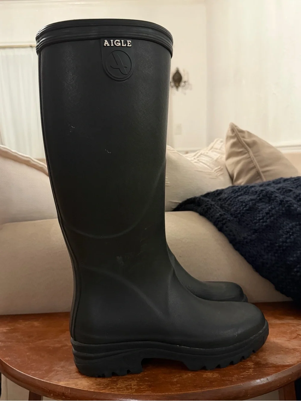 Aigle Black Tall Rubber Rain Boots - Classic Matte Finish eu 38